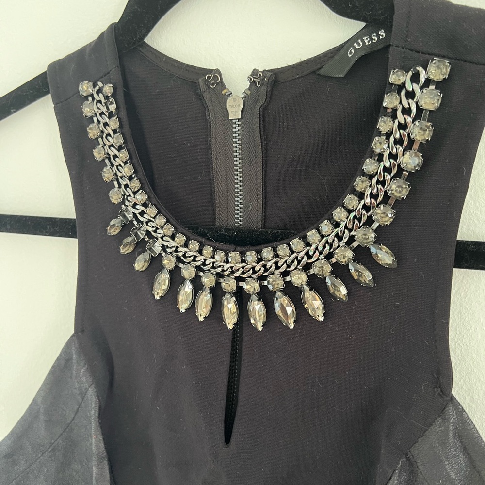 Guess Black Dress with Embellished Neckline
